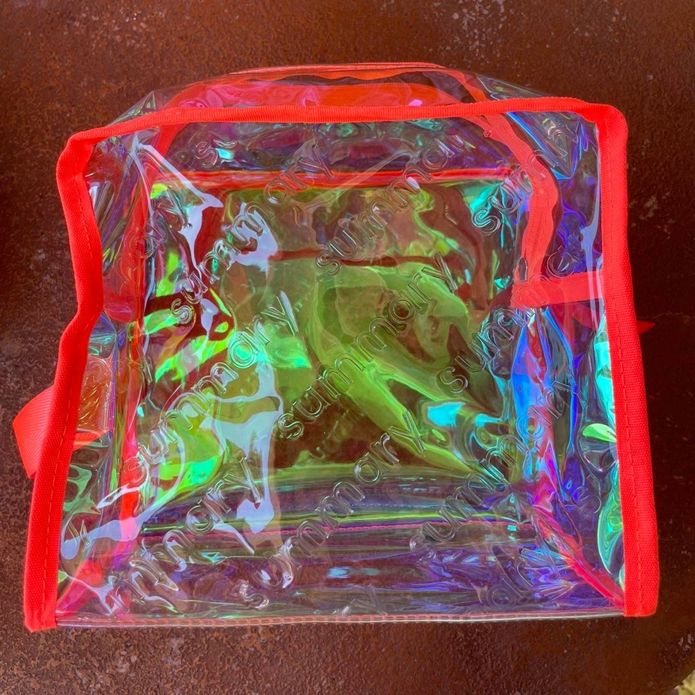 NEW free people clear metallic crone makeup cosmetic bag